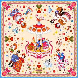 Dymkovo Toy inspired Headscarf