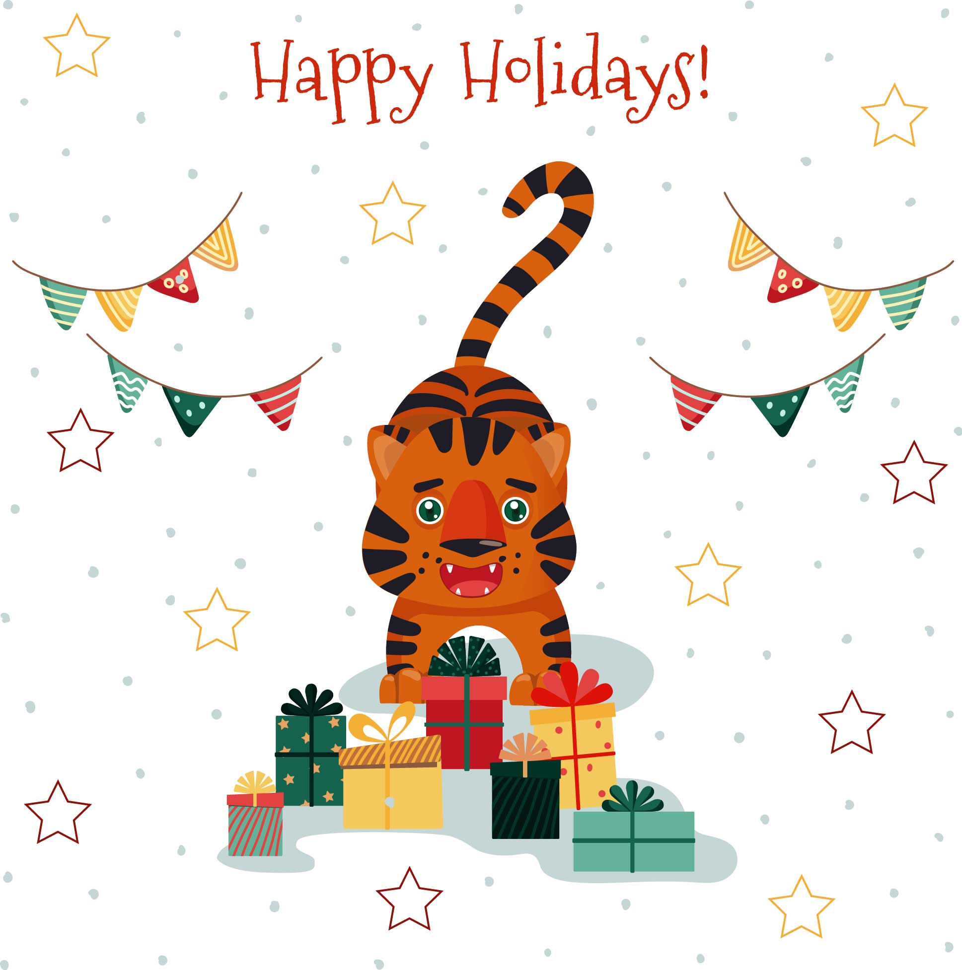 Tigers. Greeting card.