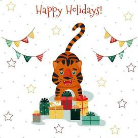Tigers. Greeting card.