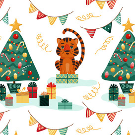 Tigers. New Year's pattern.