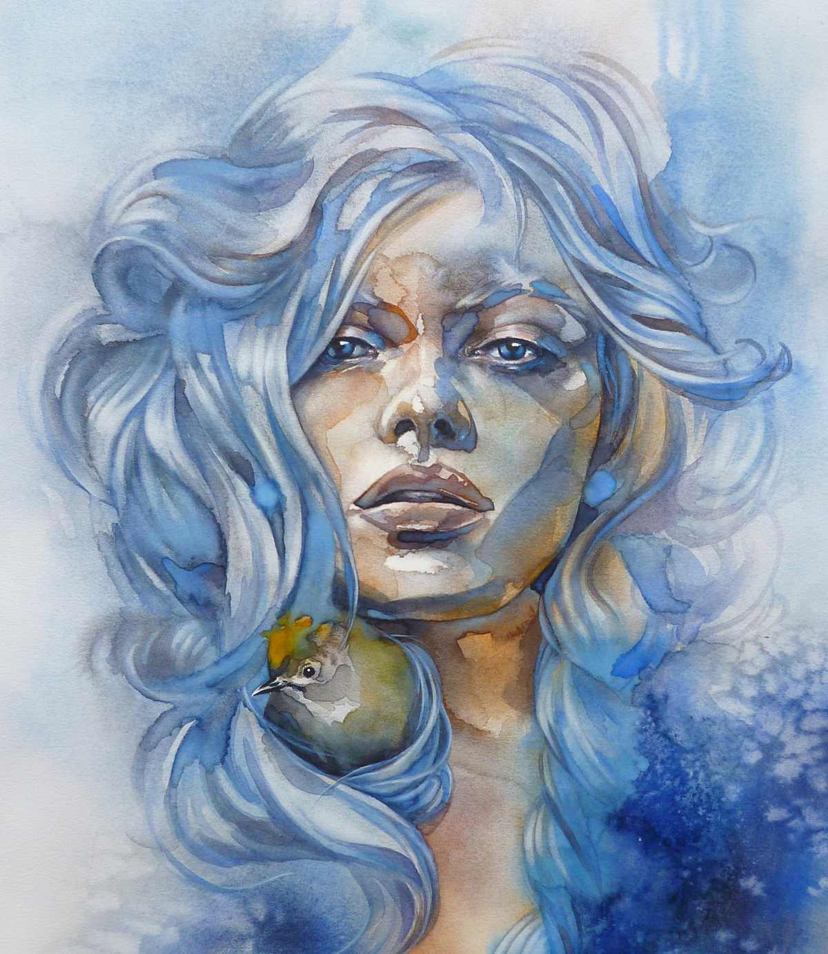 Winter. Watercolor portrait