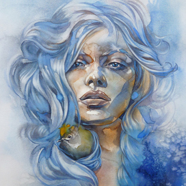 Winter. Watercolor portrait