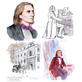 Illustrations for a book about Franz Liszt
