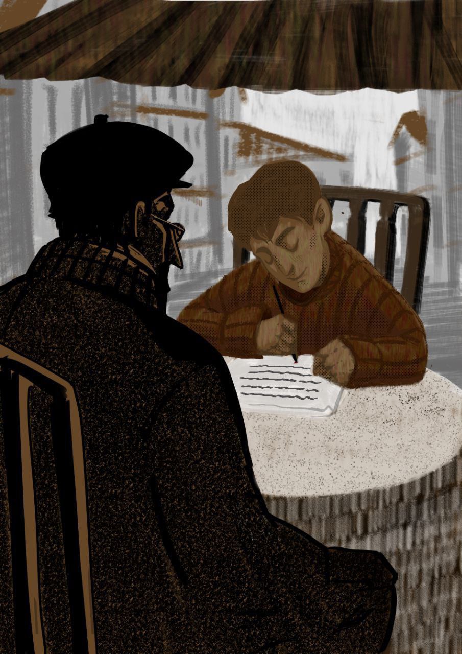 Work from a series of illustrations for James Crews' book "Tim Thaler or Sold Laughter"