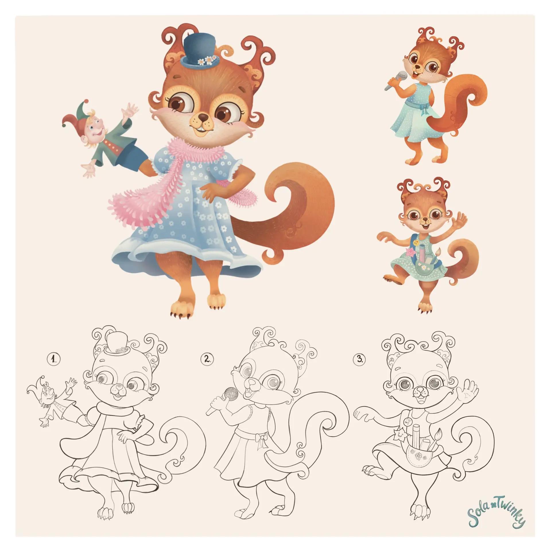 Brand mascot Squirrel Zavitushka for a children's creative club