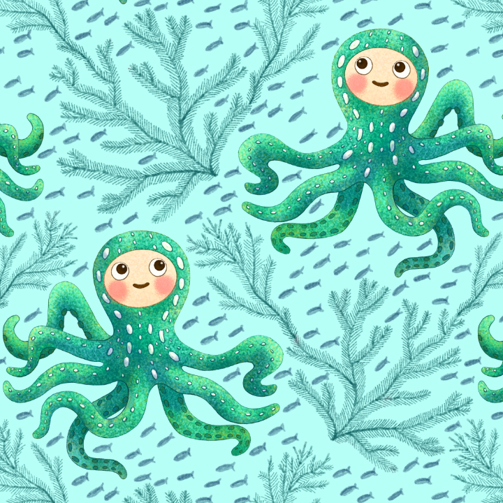 Octopussy. Sea Tale. Pattern.