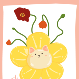 Cat and flowers