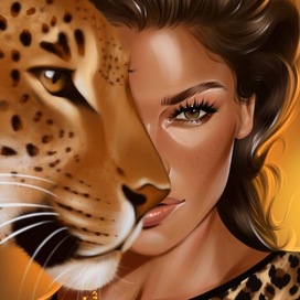Girl & leopard