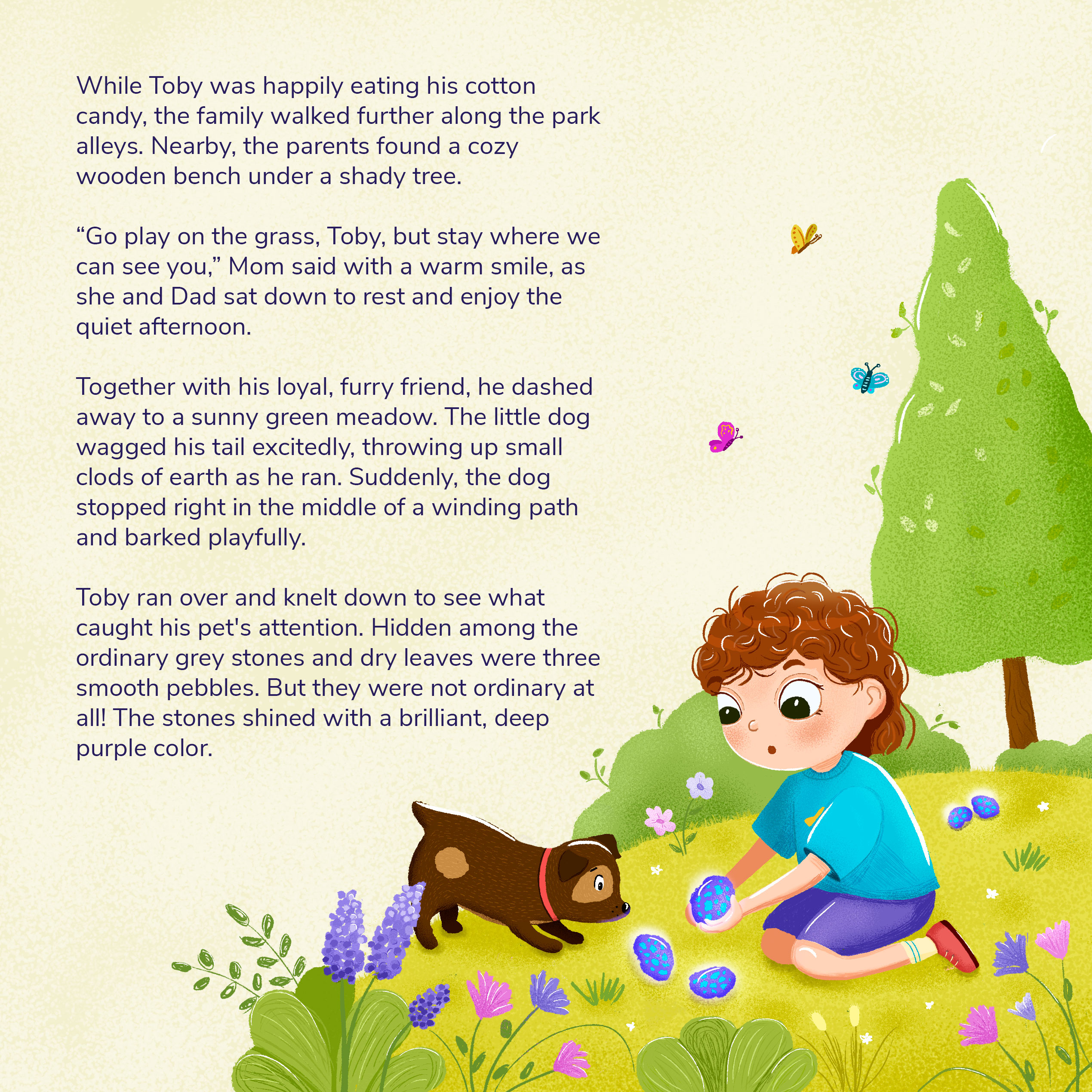 Storybook illustration: The Magic Pebbles