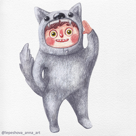 Five little animals. A wolf cub.