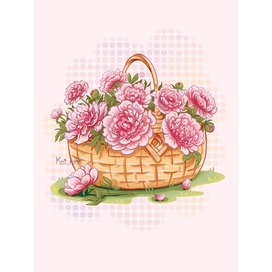 Basket with peonies