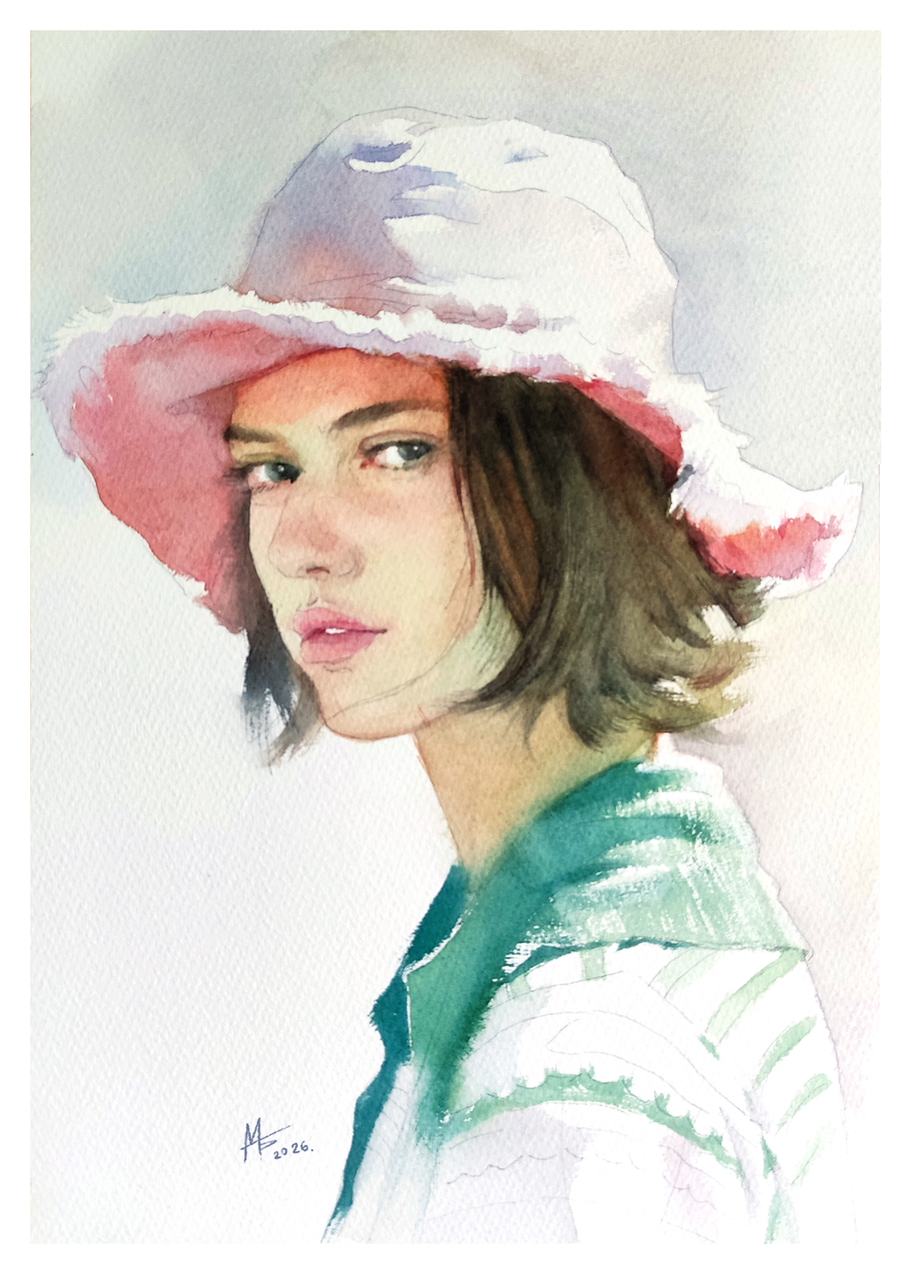 Girl in a Pink Bucket Hat