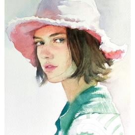 Girl in a Pink Bucket Hat