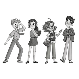 A lineup of characters for a children's book