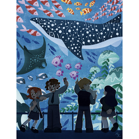 Schoolchildren at the aquarium