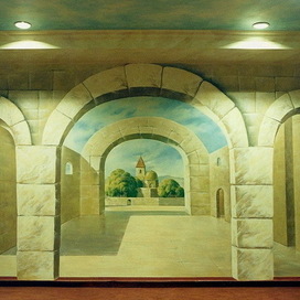 Fragment of interior painting (restaurant)