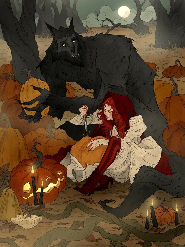 Main abigail larson drawlloween 2020 werewolf pumpkin patch web