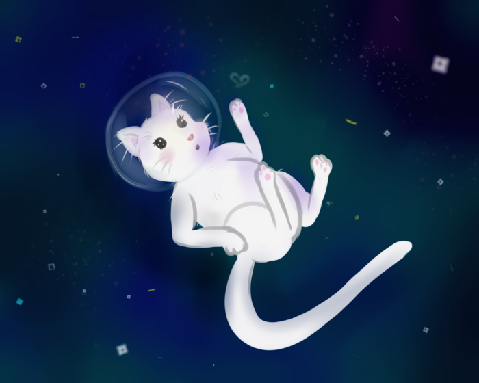 White cat in space