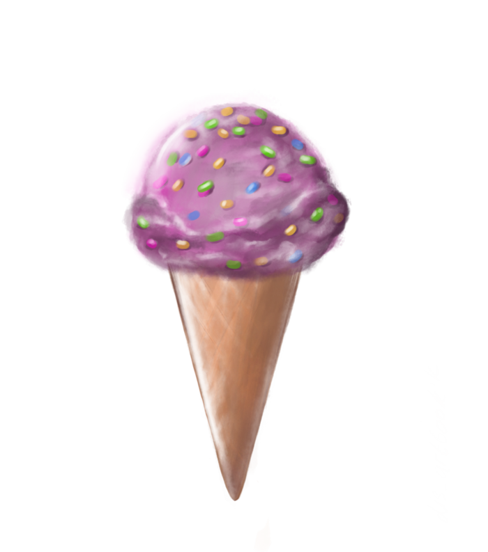 Фиолетовое мороженное в рожке