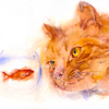 Рыжий кот с рыбкой / Ginger cat with a fish