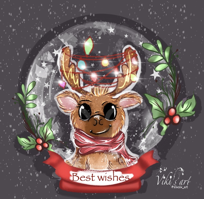 Открытка на Новый год- "Оливер в волшебном шаре!"