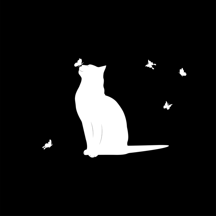 Бабочки и кот