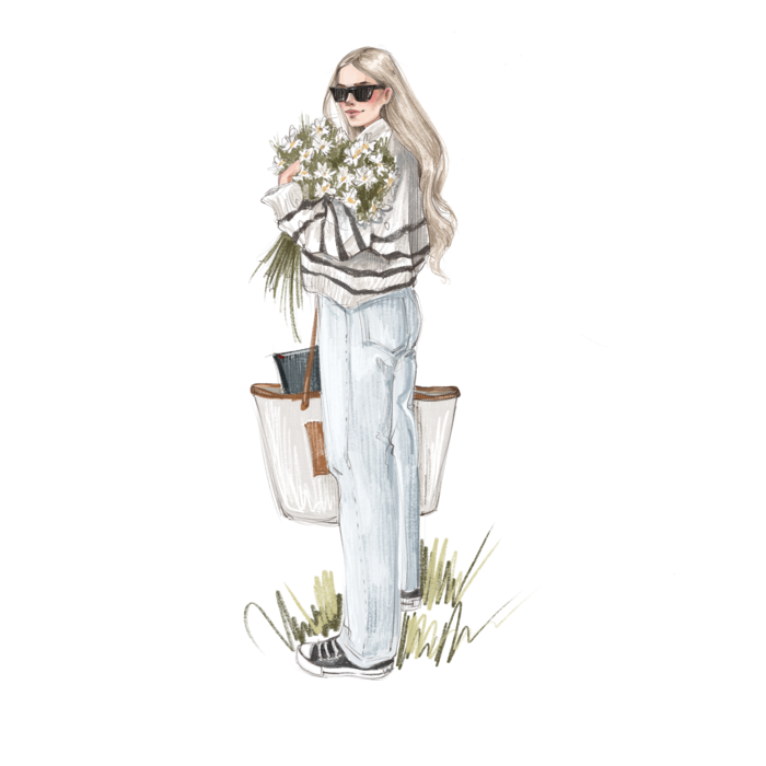 Spring grass girl blond