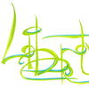 Creative graffiti with the word Liberty, an interlacing of yellow-green letters