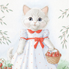 Кошечка с клубникой