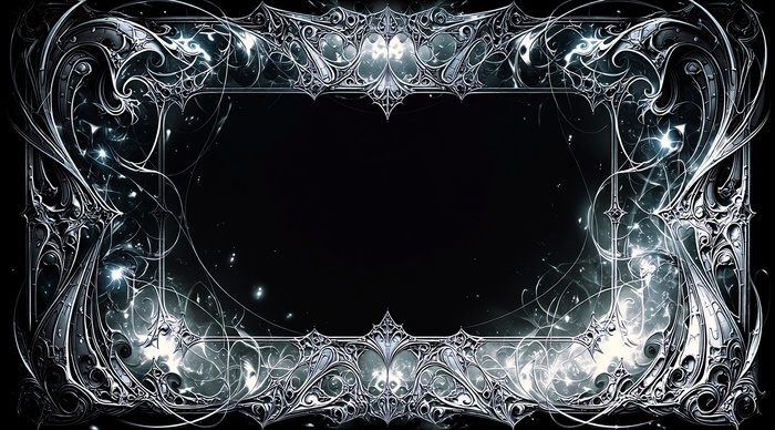 Рамка на чёрном фоне с эльфийским узором