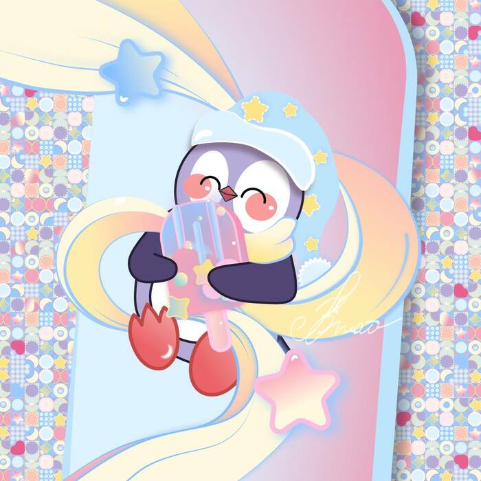 Маскот и паттерн «Пингвинчик с эскимо»