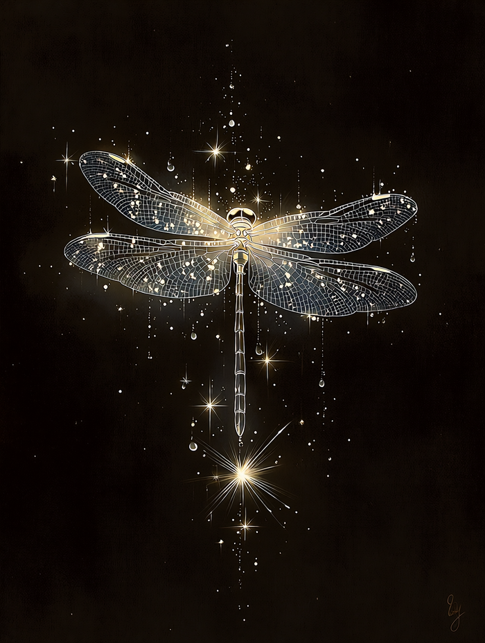 Стрекоза на темном фоне