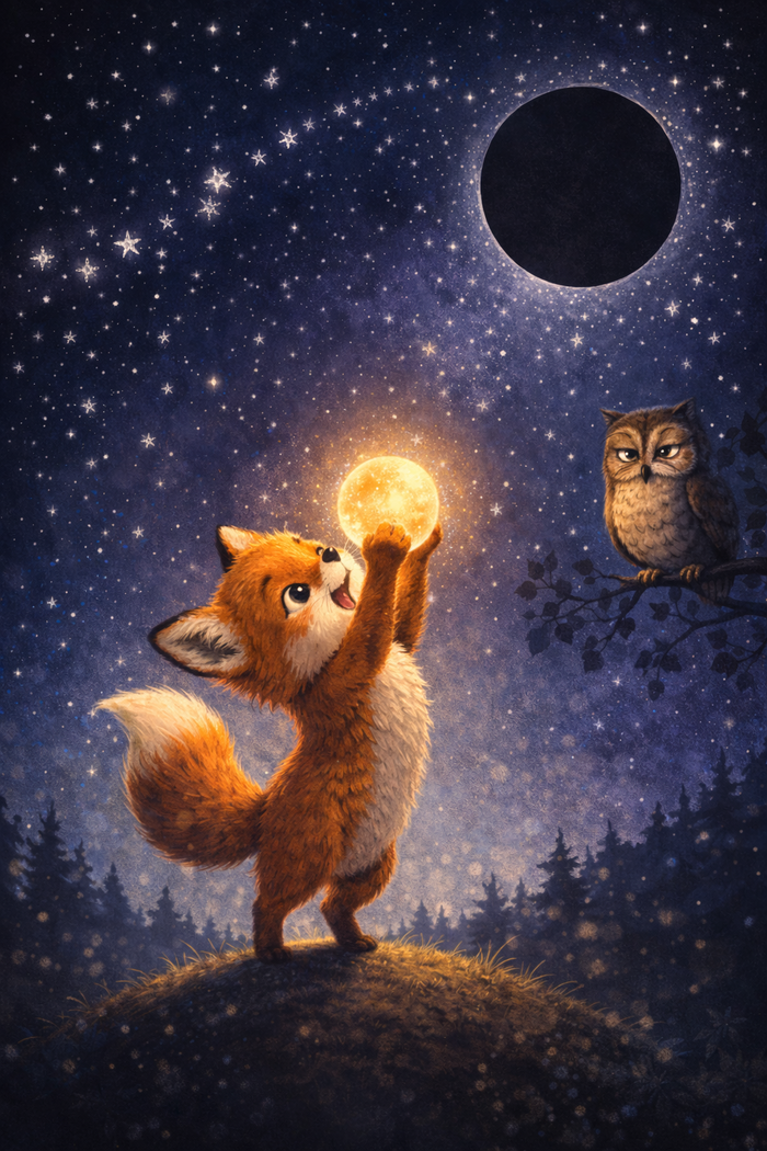 Иллюстрация. Готовая обложка. "Лисенок и украденная луна"