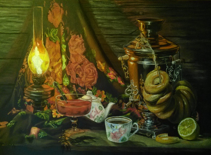 Натюрморт с самоваром и баранками