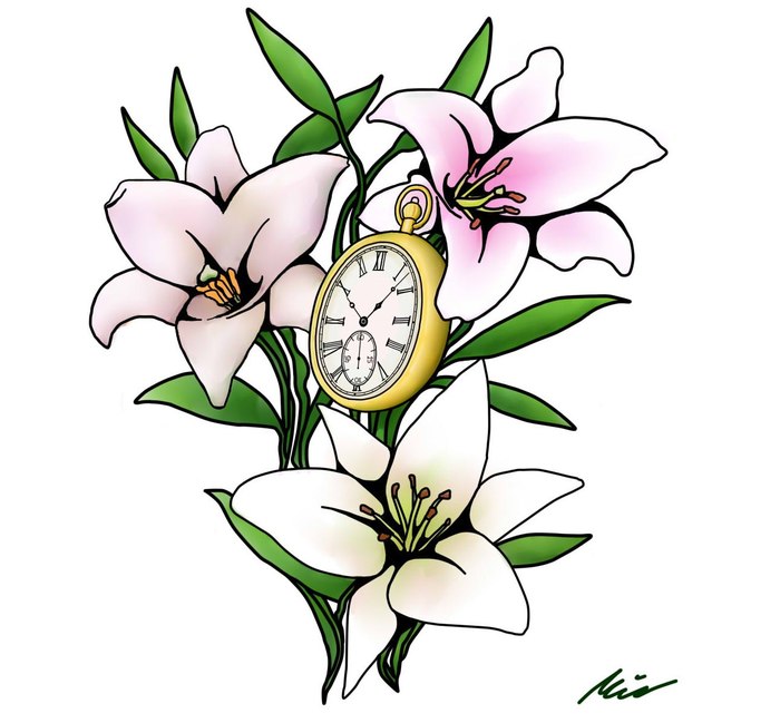 Pocket Watch and Lilies/Карманные часы и лилии