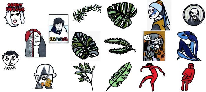 стикеры кино/растения/искусство