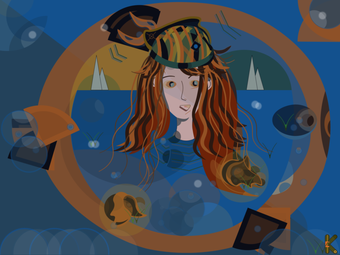 Девочка-пиратка и рыба