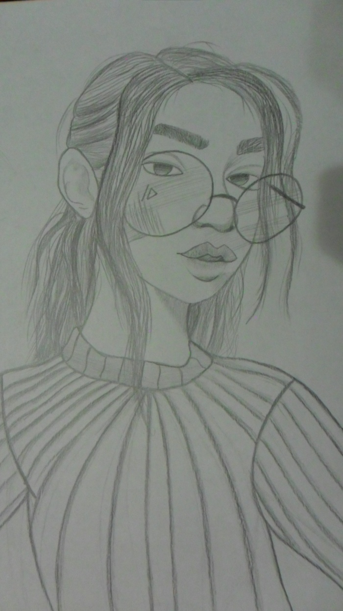 Девушка карандашом