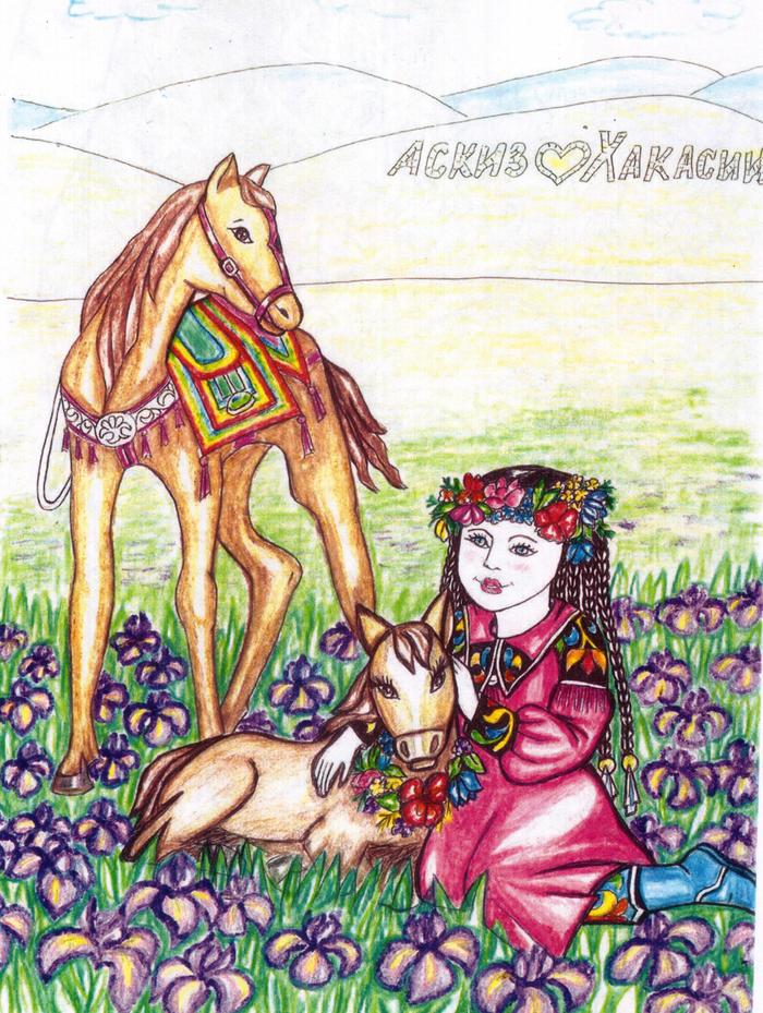 Девочка в хакасской степи