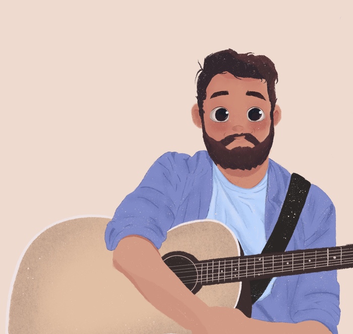 Портрет Парень с гитарой