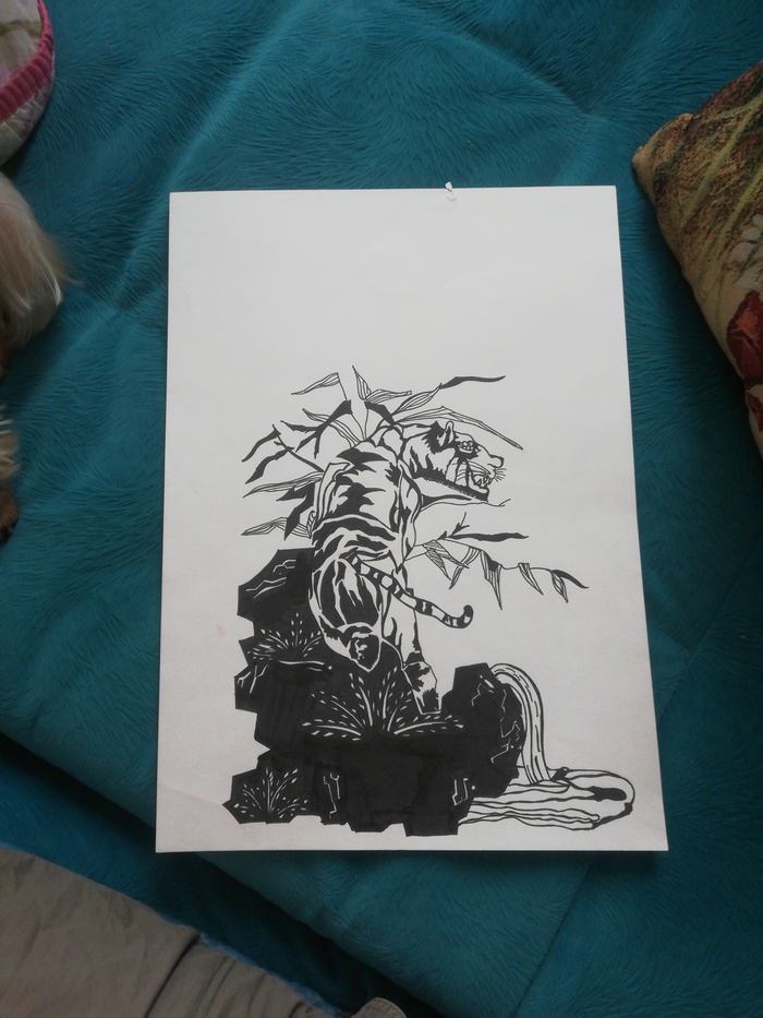 Тигр (Лист А3, маркер)