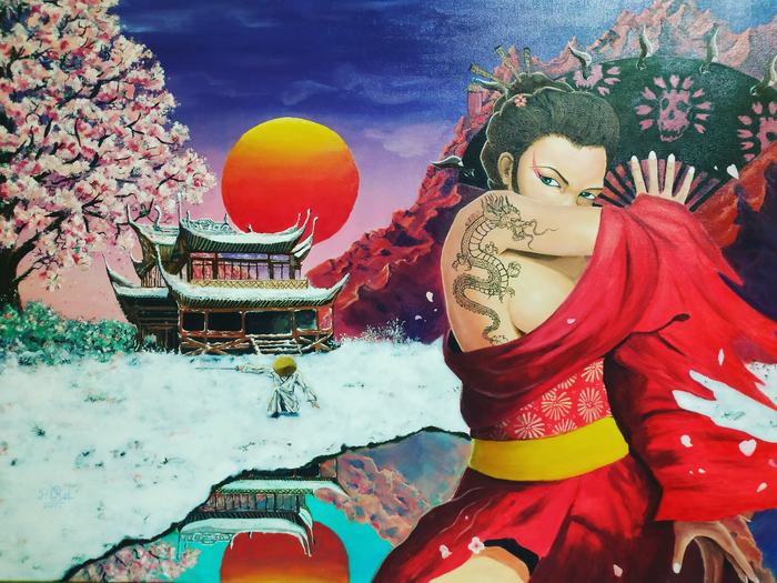 Картина маслом на холсте "Кровавый закат"