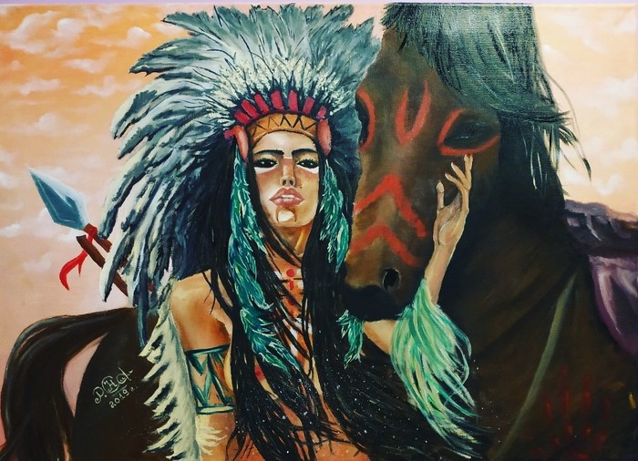 Картина маслом на холсте "Покахонтас"