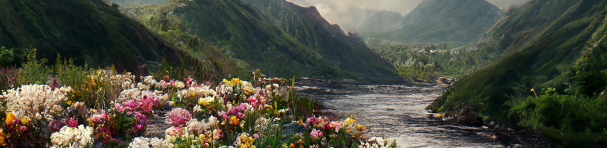 Main uso the house on the background of mountains with a river  d5001789 2414 4b4d 83c7 ab474609740c