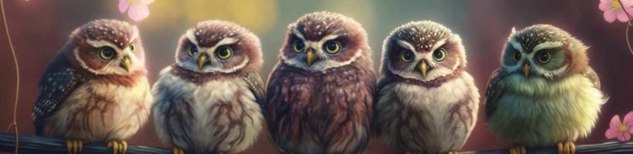 Main gr 6 little owls sitting on a wire cute beautiful anime style d 16835583 3155 447a a3fe b7e859064abb
